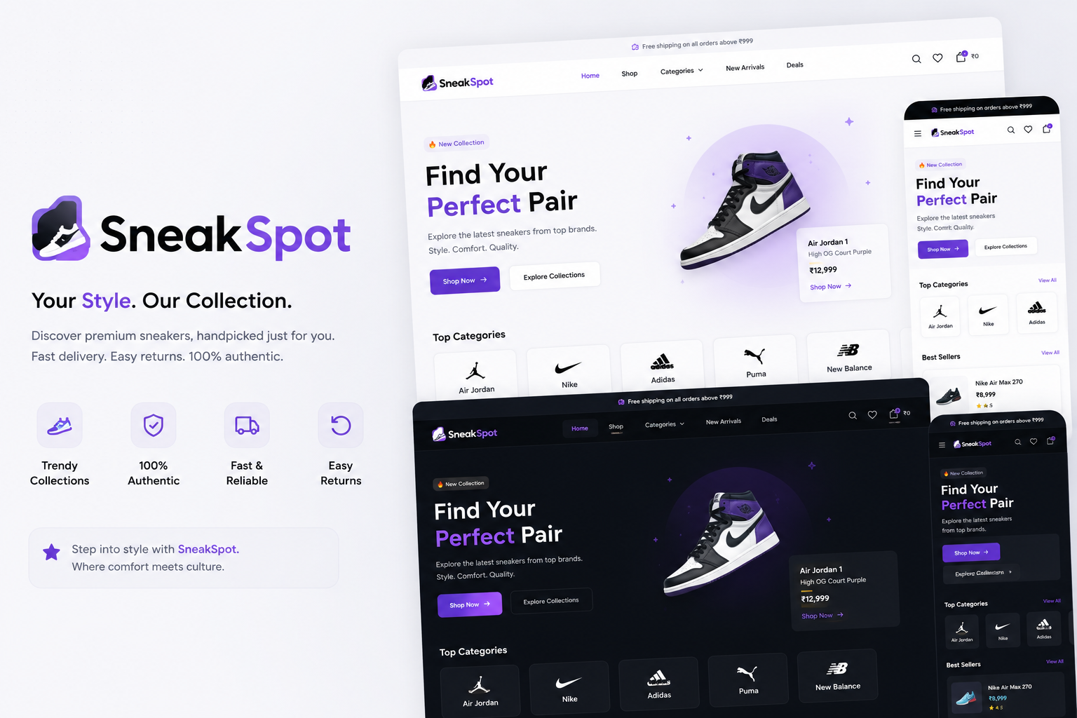 SneakSpot Footwear E-Commerce Webstore Interface