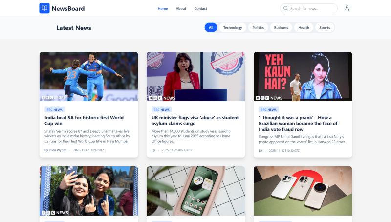 NewsBoard: Responsive API-Driven News Dashboard in React
